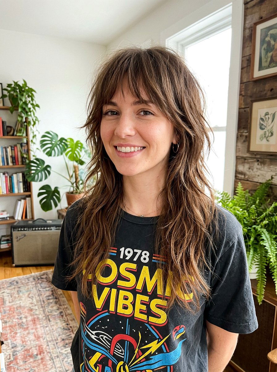 Long Shag With Wispy Bangs - 20 simple hairstyle for long layers and bangs - 20 simple hairstyle for long layers and bangs