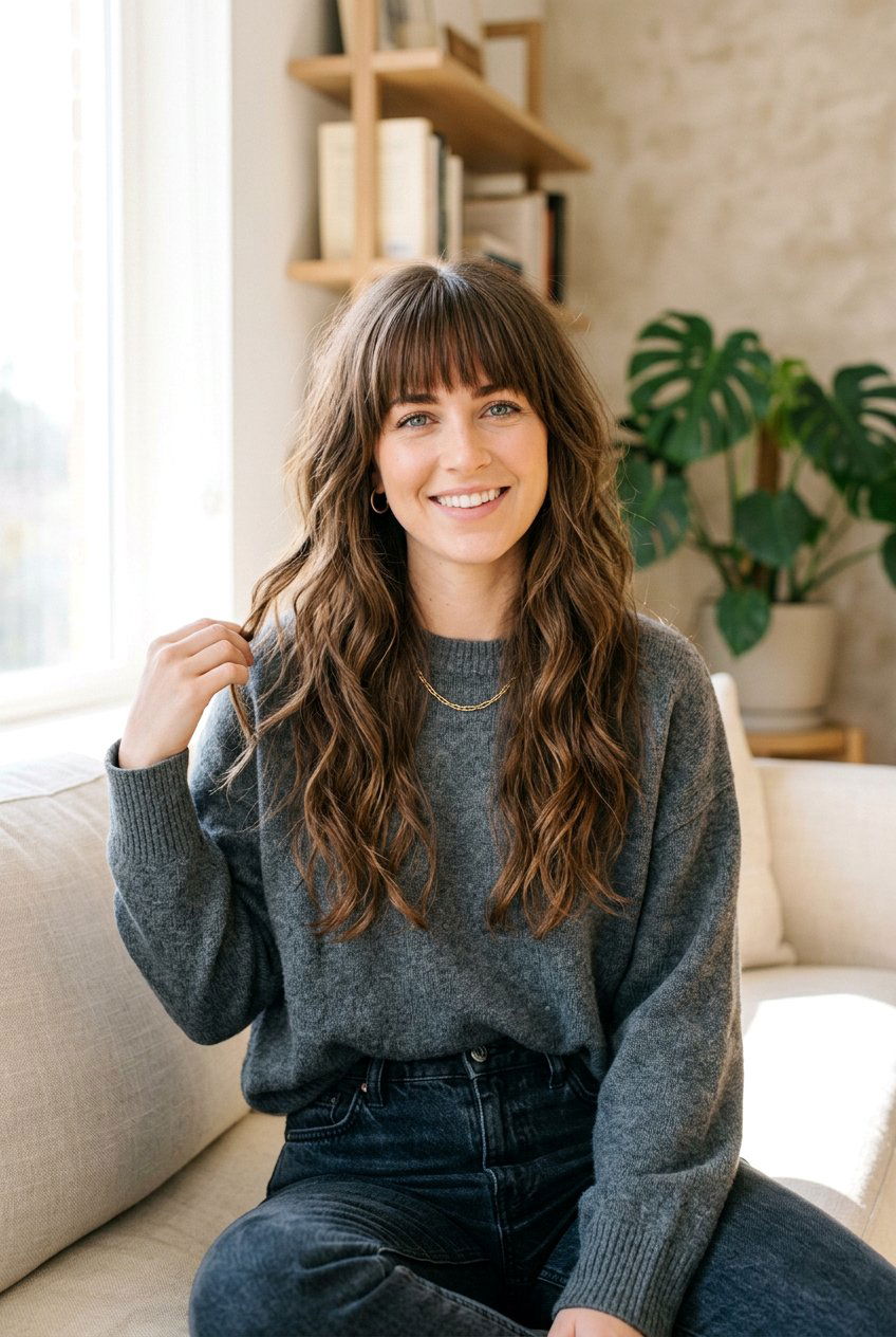 Long Shag with Bangs for Split Ends - 20 haircuts for split ends - 20 haircuts for split ends