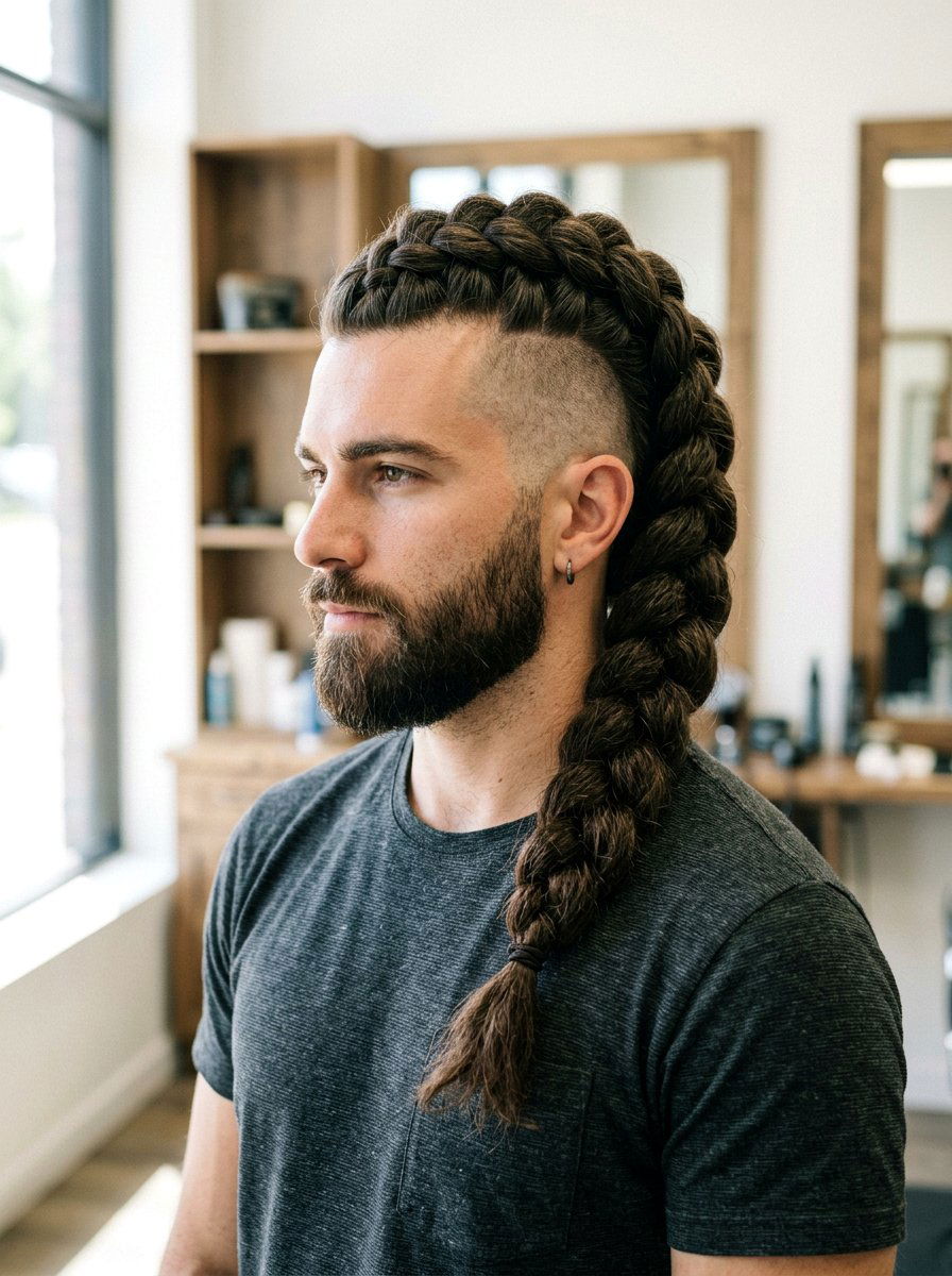 Long Side Sweep Braid Undercut - 20 viking undercut braid men - 20 viking undercut braid men