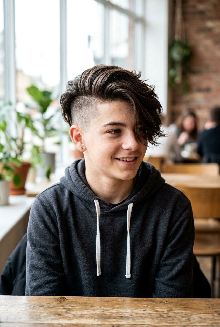 Long Side Swept Fringe With Undercut - 20 boys haircut with side swept fringe - 20 boys haircut with side swept fringe