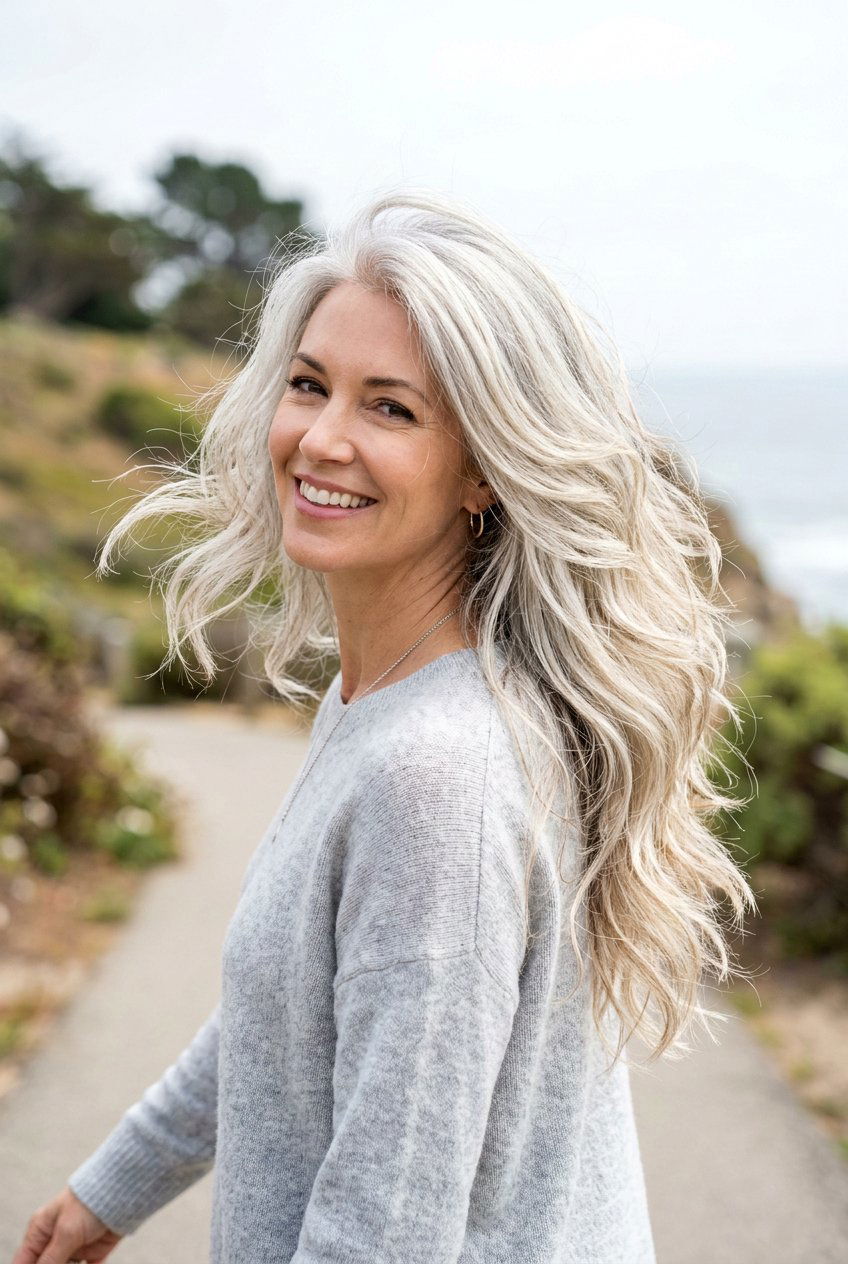Long Silver Hair With Layers - 20 hairstyles for gray hair - 20 hairstyles for gray hair