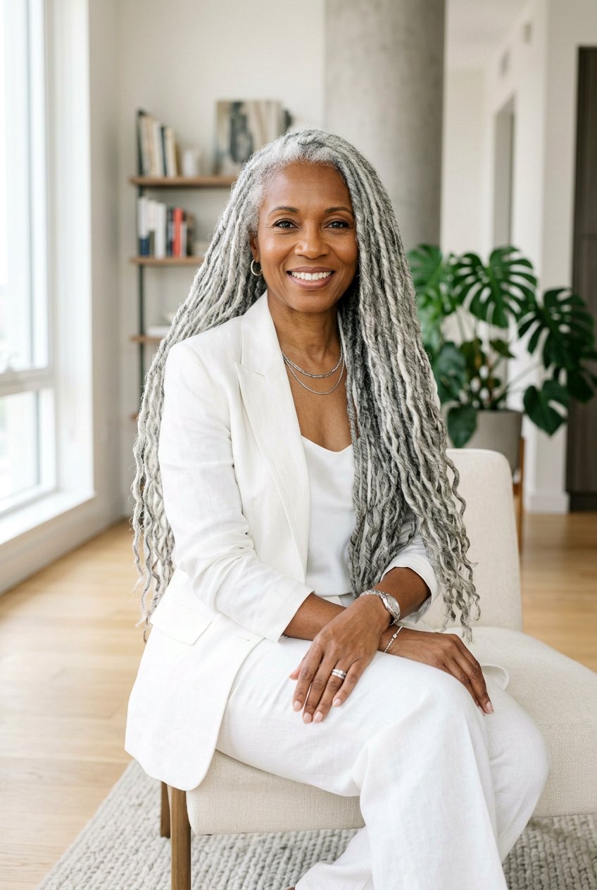 Long Silver Locs - 20 long loc styles for women - 20 long loc styles for women