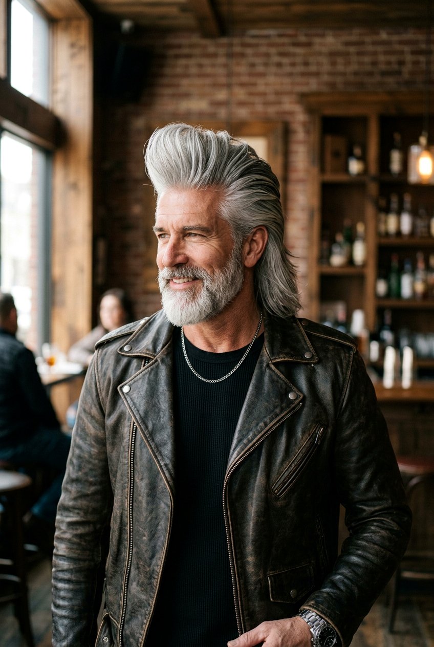 Long Silver Pompadour - 20 long gray hairstyles for men - 20 long gray hairstyles for men