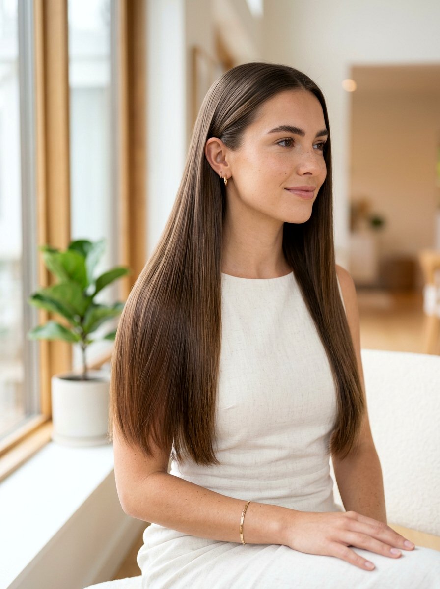 Long Sleek Straight Hair - 20 date night hairstyle for mature women - 20 date night hairstyle for mature women