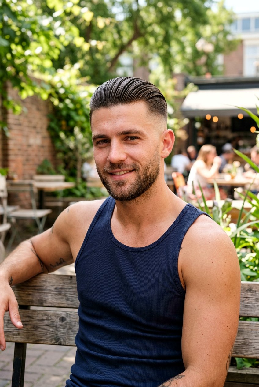 Long Slick Back With Skin Fade - 20 men long slick back haircut - 20 men long slick back haircut