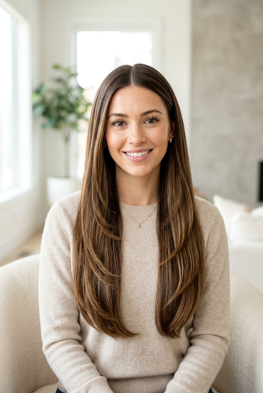 Long Soft Layers With Middle Part - 20 long hair with soft layers - 20 long hair with soft layers