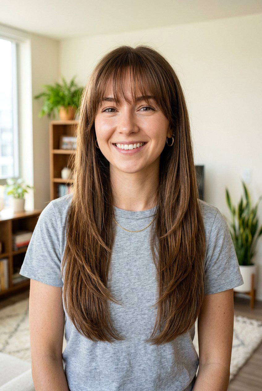 Long Soft Layers With Wispy Fringe - 20 long hair with soft layers - 20 long hair with soft layers