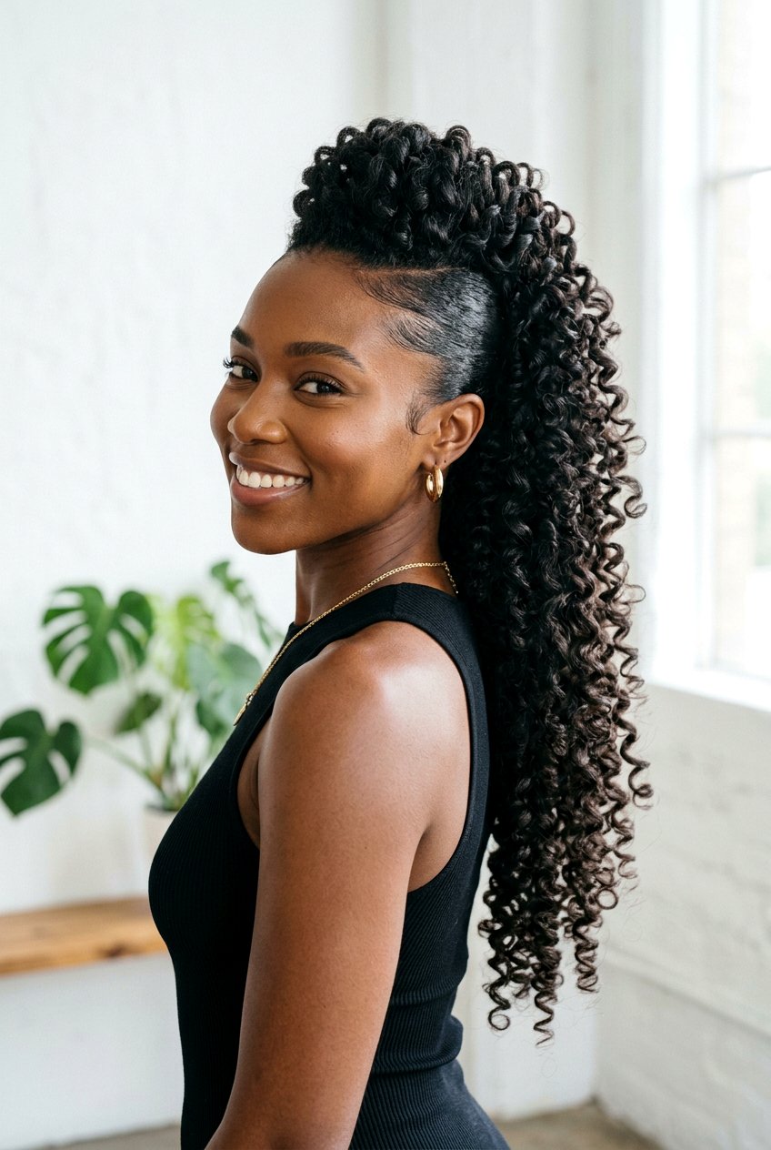 Long Spiral Frohawk - 20 curly frohawk for natural hair - 20 curly frohawk for natural hair