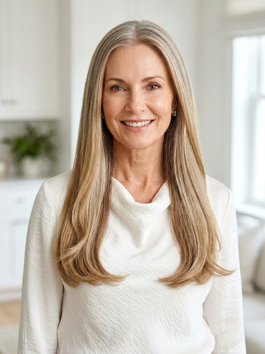 Long Straight Hair Center Part - 20 straight haircut for women over 50 - 20 straight haircut for women over 50