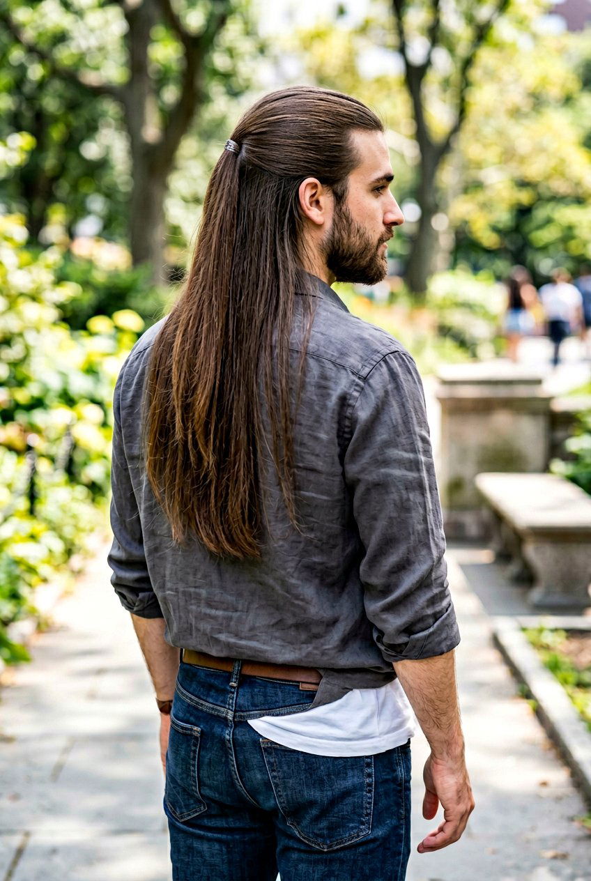 Long Straight Hair Half Up - 20 long straight hairstyles for men - 20 long straight hairstyles for men