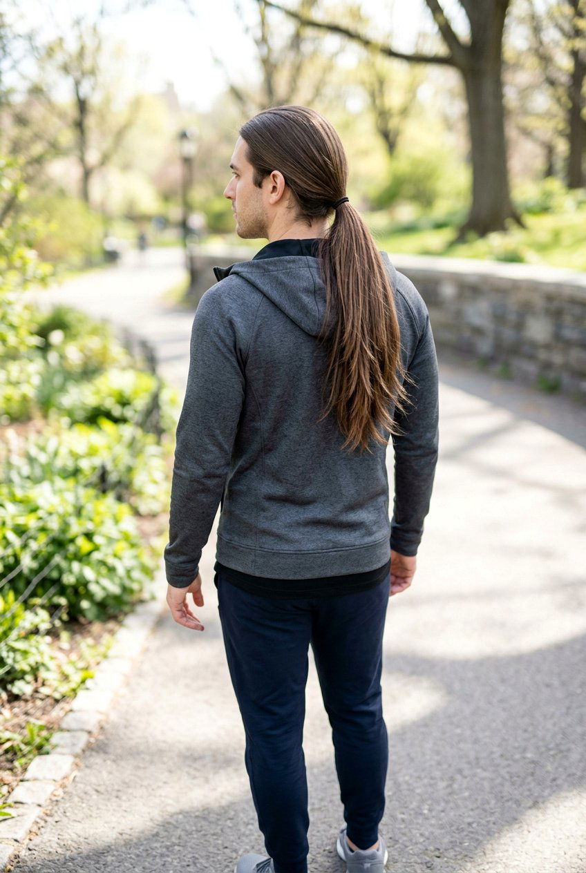 Long Straight Hair Layered Ponytail - 20 long straight hairstyles for men - 20 long straight hairstyles for men