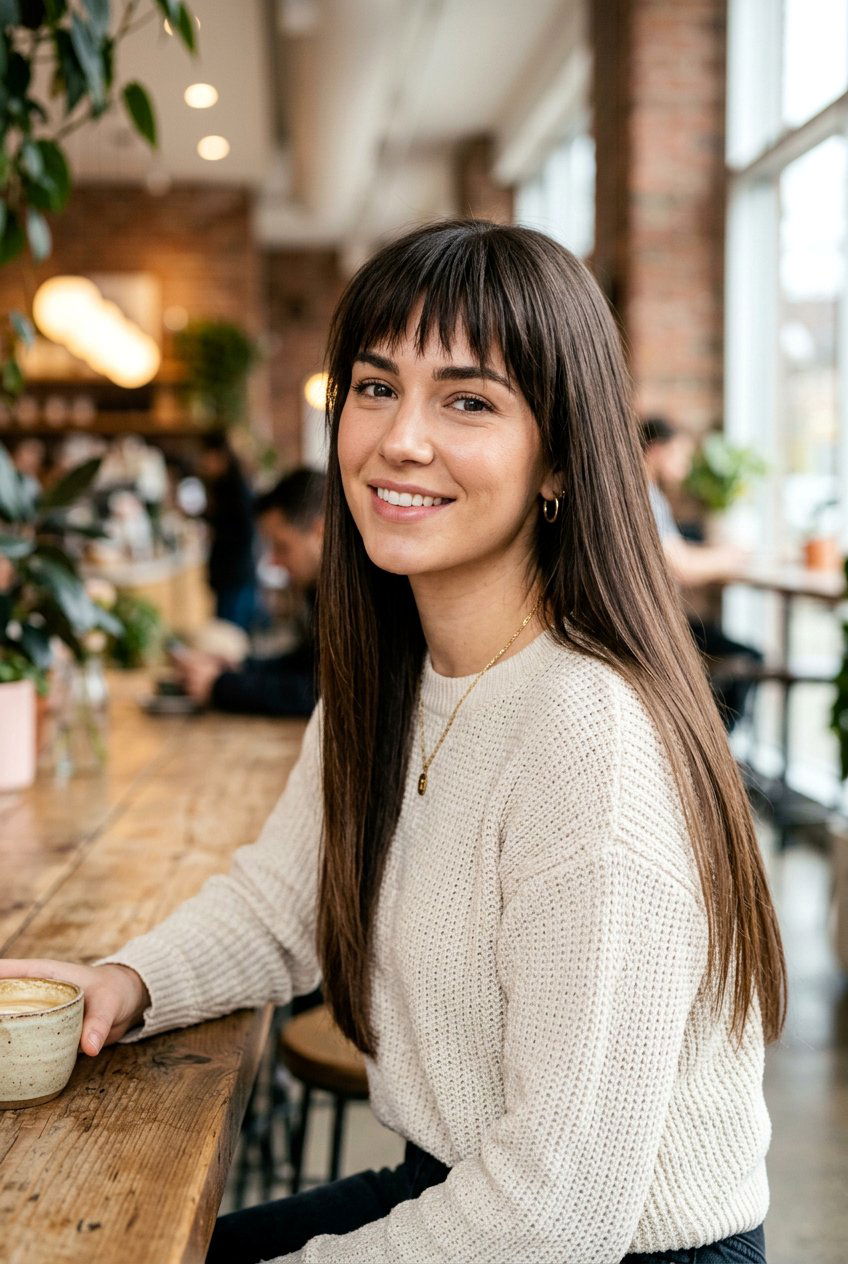 Long Straight Hair With Choppy Bangs - 20 long straight haircut for fine hair - 20 long straight haircut for fine hair
