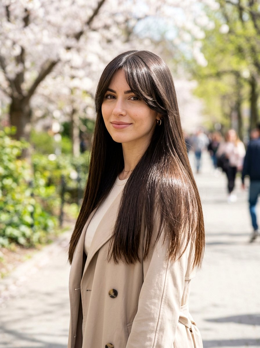 Long Straight Hair With Curtain Bangs - 20 spring curtain bangs ideas - 20 spring curtain bangs ideas