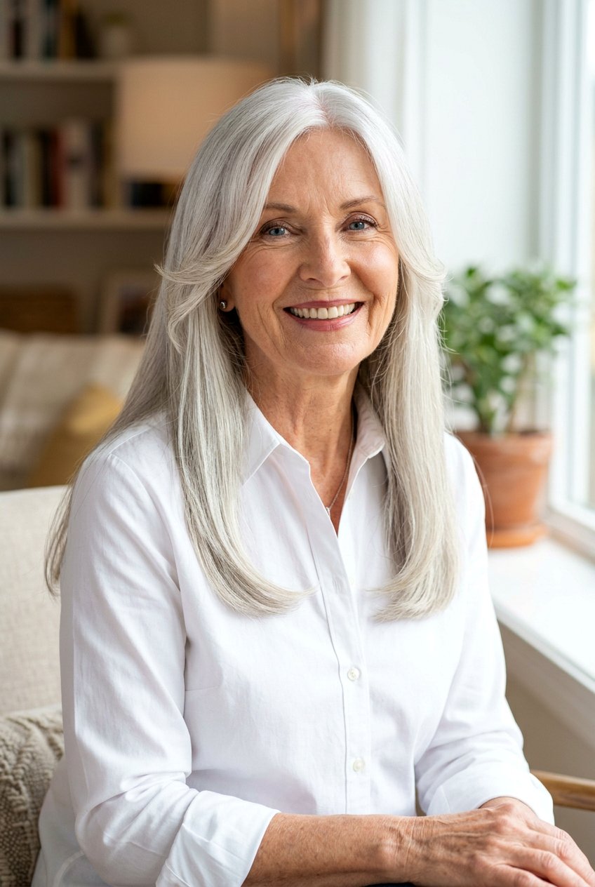 Long Straight Hair With Face Framing Layers - 20 long haircut for women over 70 - 20 long haircut for women over 70