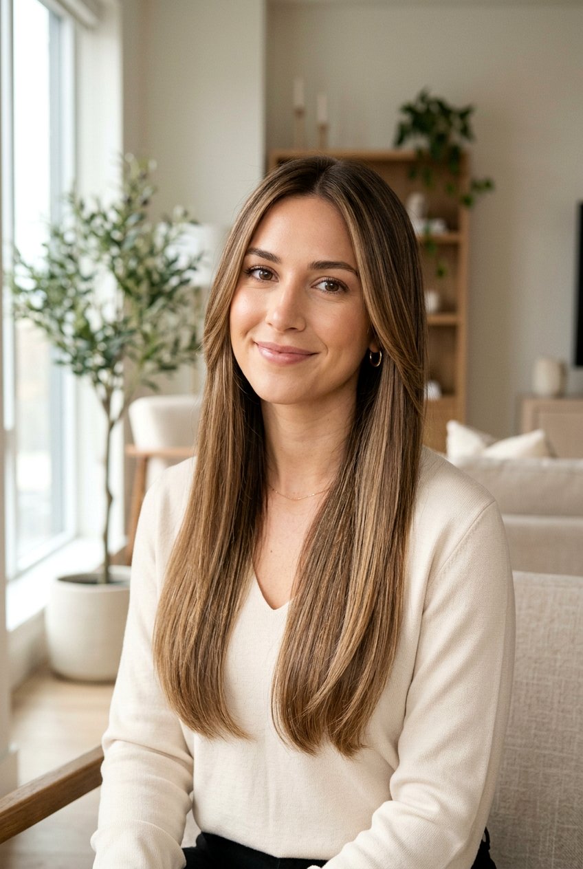 Long Straight Hair With Face Framing Layers And Subtle Highlights - 20 long straight haircut with face framing layers - 20 long straight haircut with face framing layers