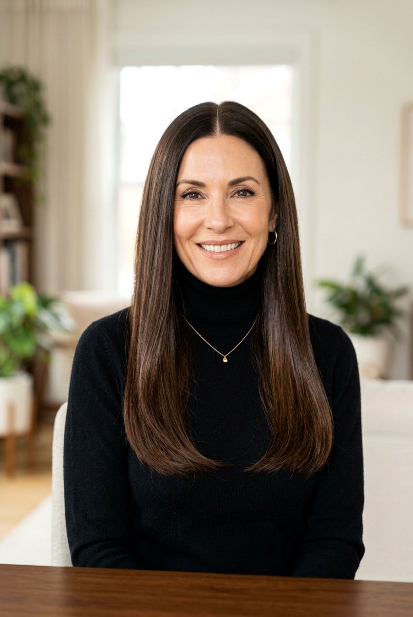 Long Straight Hair With Middle Part - 20 long haircut for women over 50 - 20 long haircut for women over 50