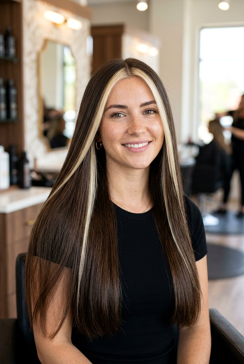 Long Straight Hair With Money Piece - 20 straight hairstyles for long hair - 20 straight hairstyles for long hair
