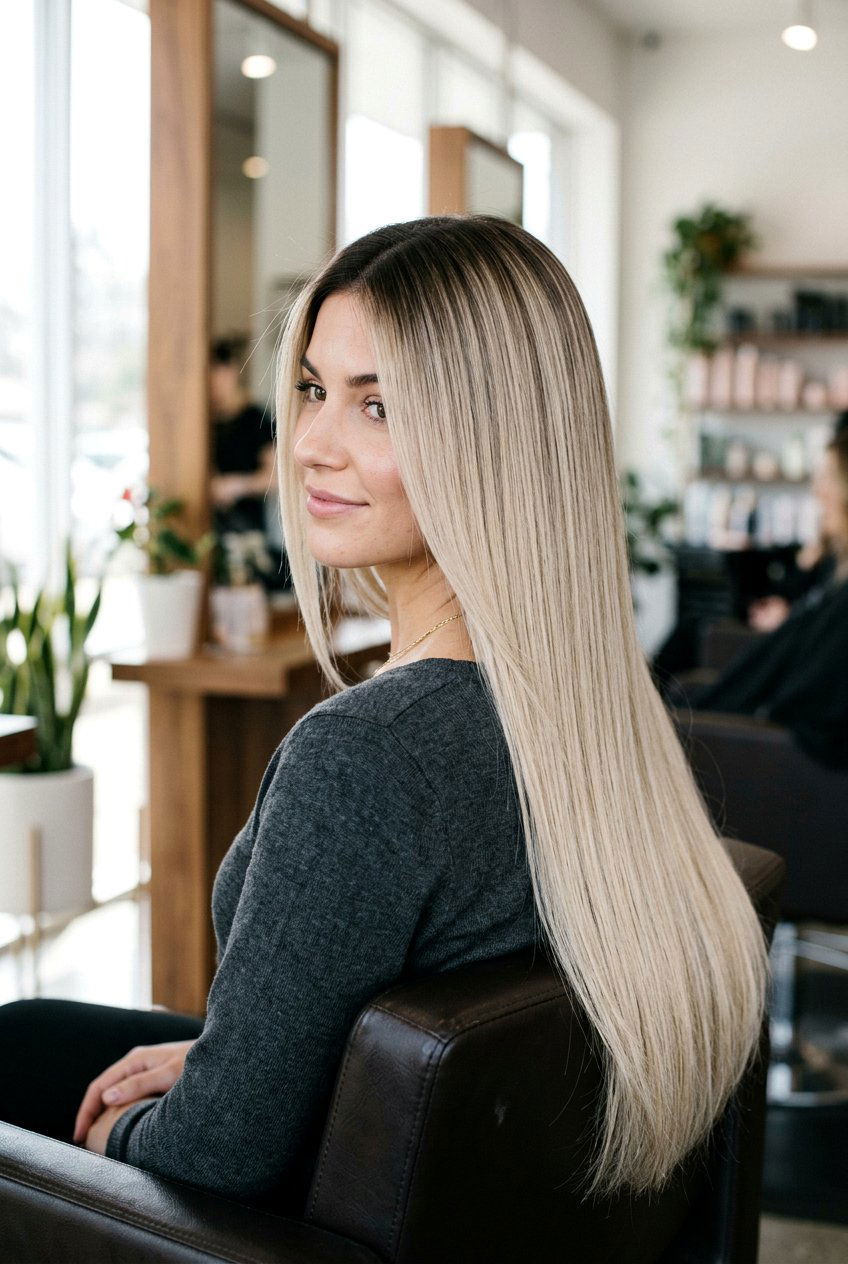 Long Straight Hair With Shadow Root - 20 straight hairstyles for long hair - 20 straight hairstyles for long hair