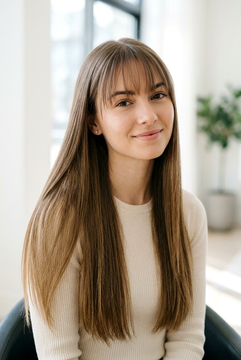 Long Straight Hair With Wispy Bangs - 20 straight hairstyles for long hair - 20 straight hairstyles for long hair