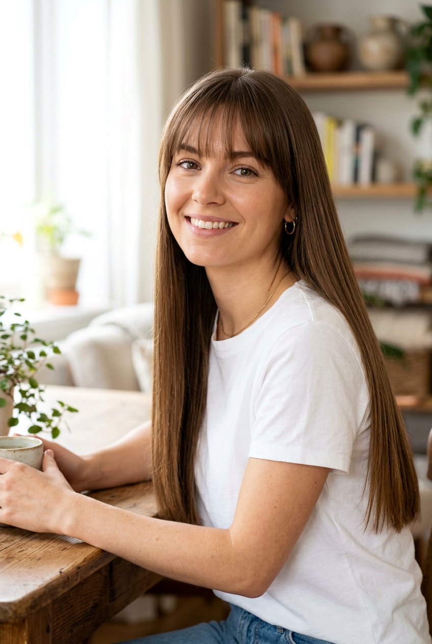 Long Straight Hair With Wispy Bangs - 20 long straight haircut for fine hair - 20 long straight haircut for fine hair