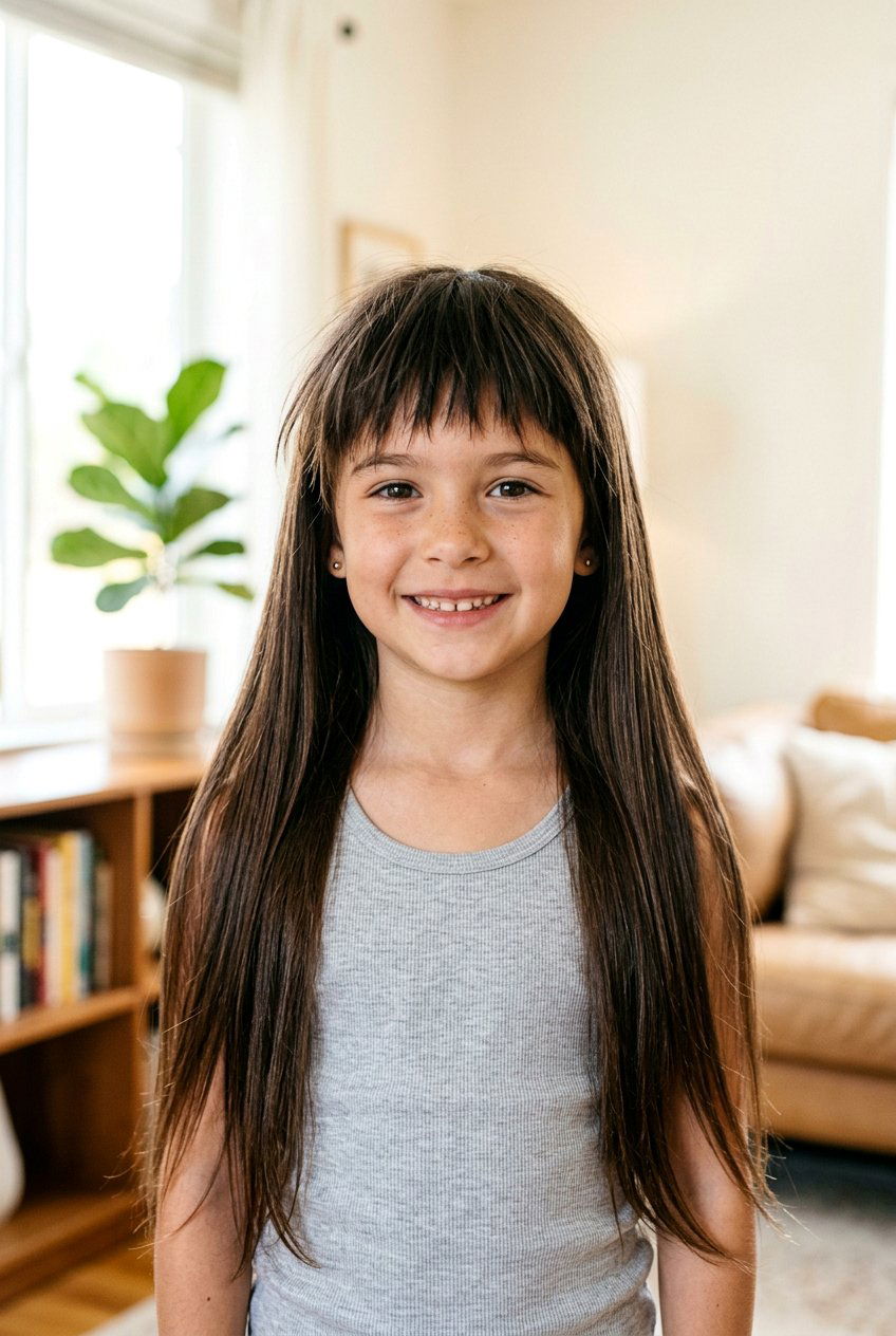 Long Straight Haircut With Choppy Bangs - 20 little girls haircut ideas with bangs - 20 little girls haircut ideas with bangs