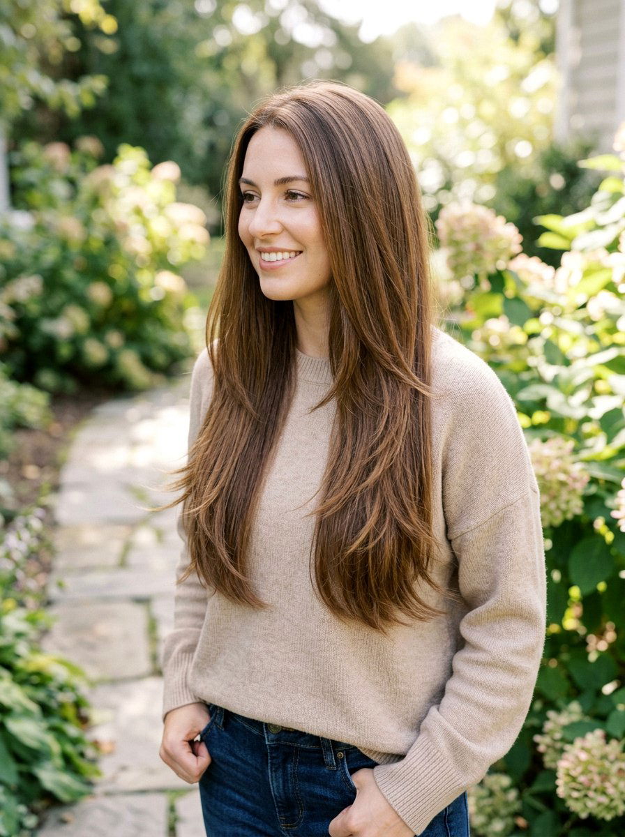 Long Straight Haircut With Feathered Layers - 20 straight haircut with feathered layers - 20 straight haircut with feathered layers