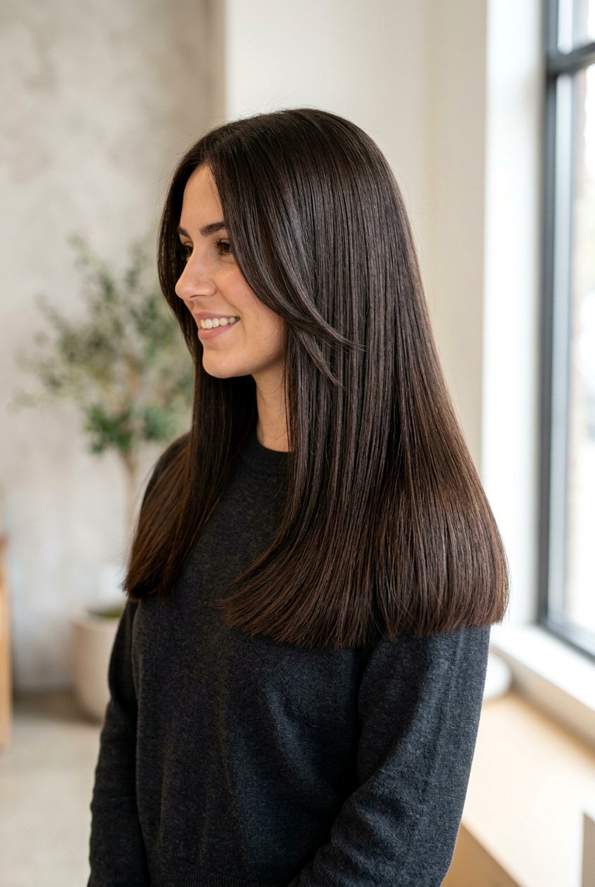 Long Straight Haircut With Layered Front And Blunt Back - 20 long straight haircut for thick hair - 20 long straight haircut for thick hair