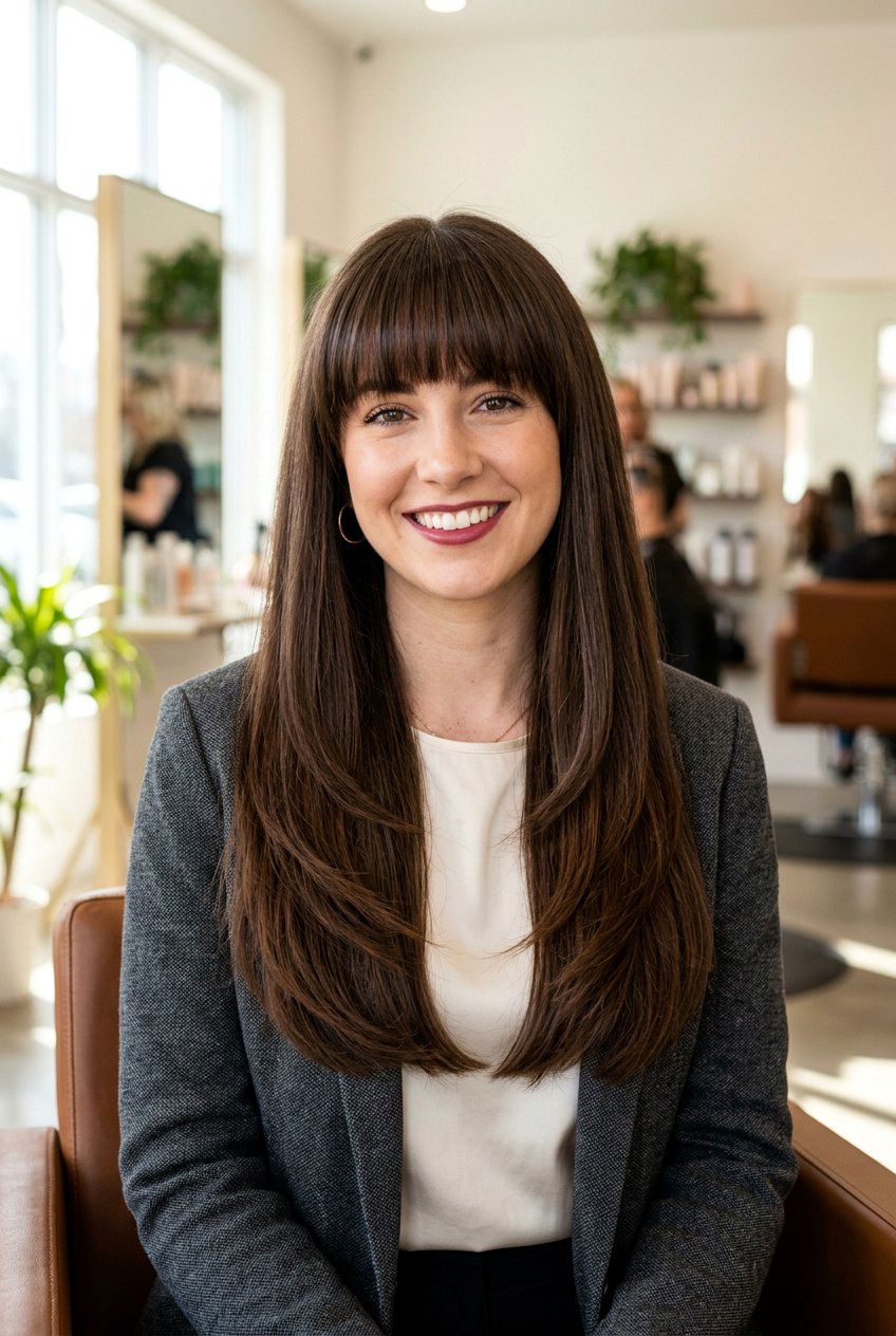 Long Straight Haircut With Layers And Bangs For Thick Hair - 20 long straight haircut for thick hair - 20 long straight haircut for thick hair