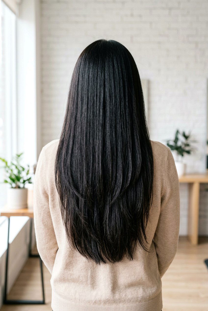 Long Straight Haircut With Layers Only At The Back - 20 long straight haircut for thick hair - 20 long straight haircut for thick hair