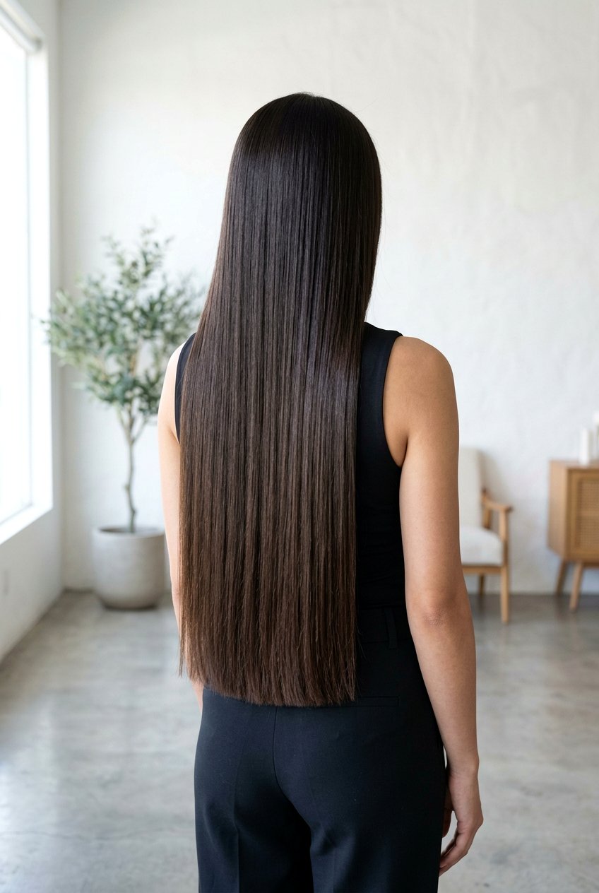 Long Straight Haircut With Sleek One Length Finish - 20 long straight haircut for thick hair - 20 long straight haircut for thick hair