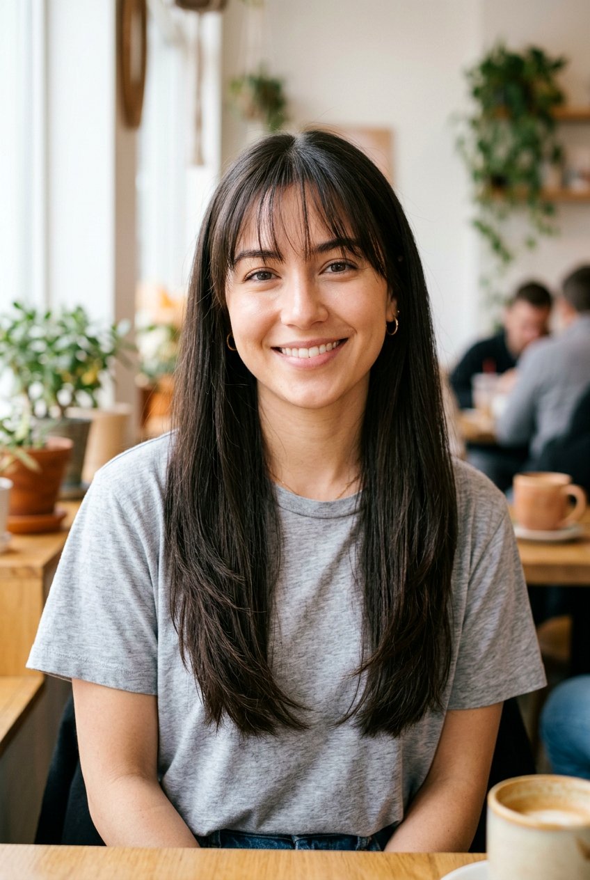 Long Straight Haircut With Wispy Bangs - 20 long straight haircut for thick hair - 20 long straight haircut for thick hair