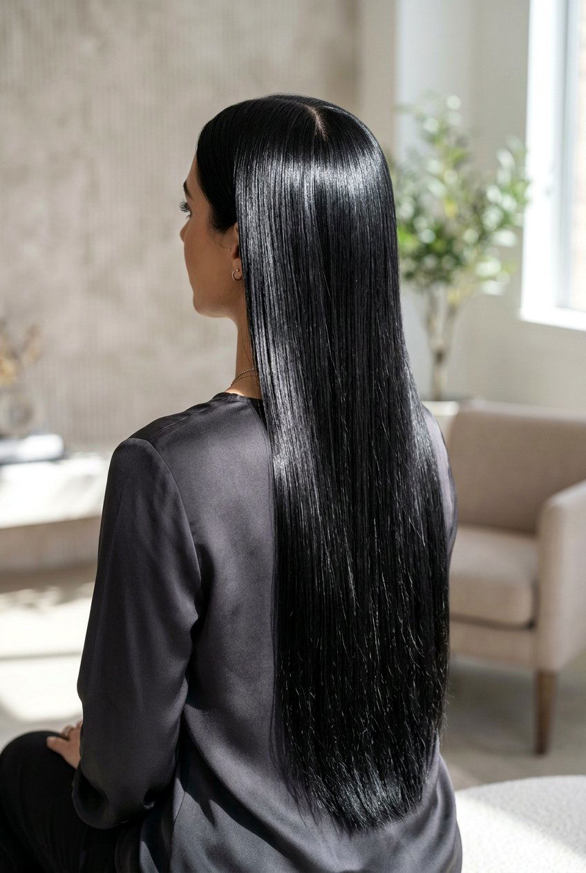 Long Straight Jet Black - 20 glossy black hair ideas - 20 glossy black hair ideas