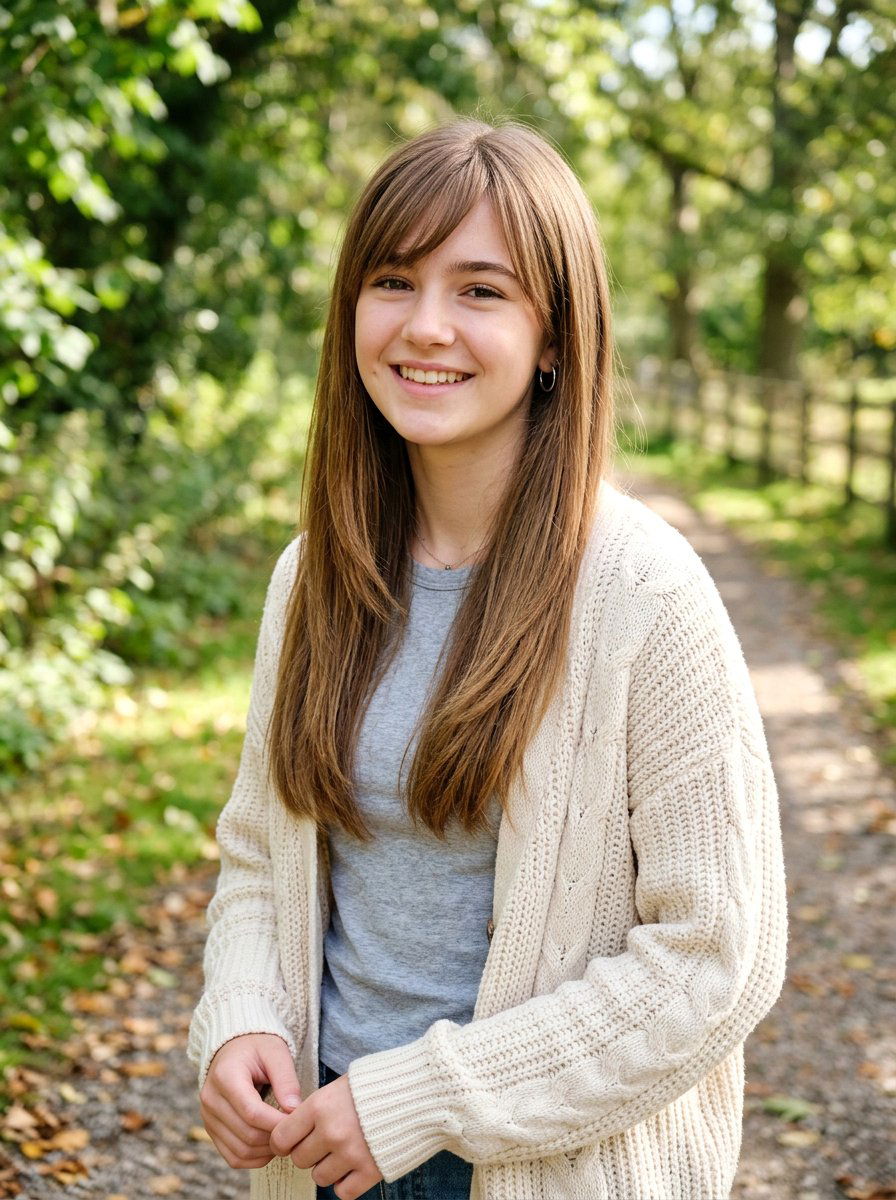 Long Straight Layers With Side Swept Bangs - 20 teen girls long straight layers haircut - 20 teen girls long straight layers haircut