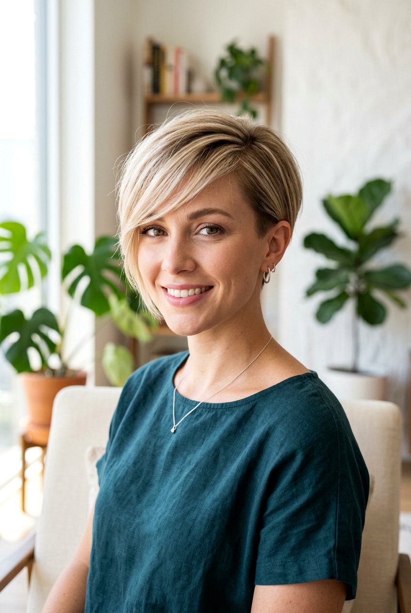 Long Tapered Pixie Haircut With Side Swept Bangs - 20 long tapered pixie haircut - 20 long tapered pixie haircut