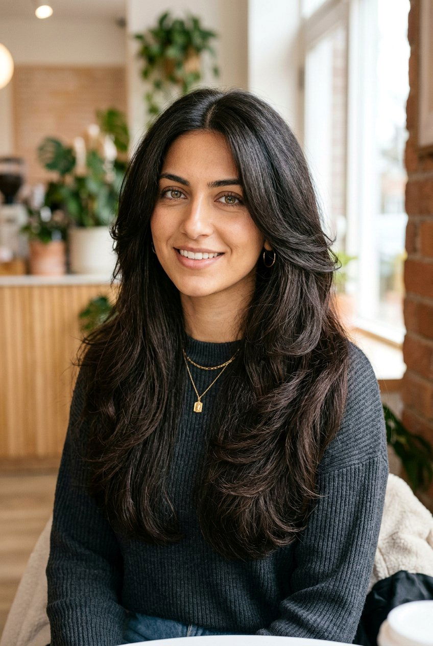 Long Thick Hair Layers With Center Part - 20 long haircut with center part - 20 long haircut with center part