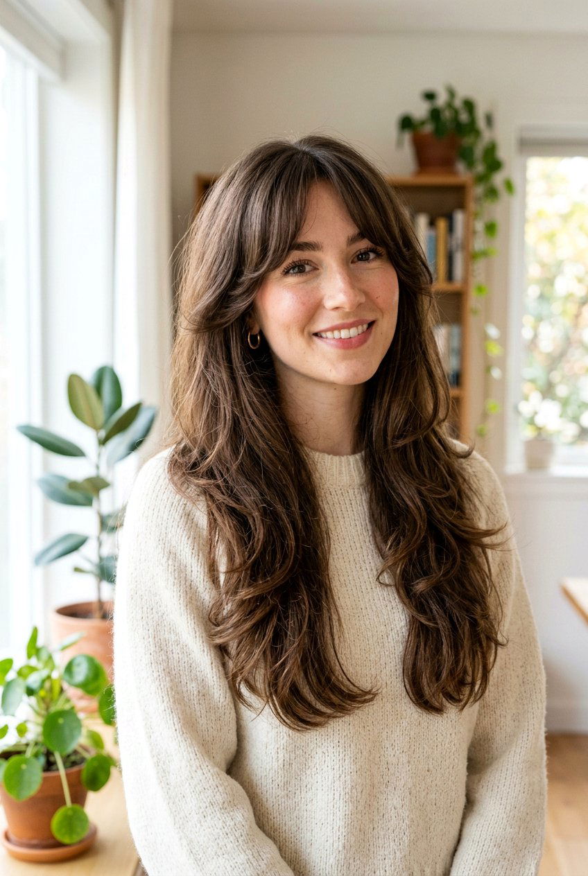 Long Thick Hair With Curtain Bangs And Layers - 20 long thick hair with curtain bangs - 20 long thick hair with curtain bangs