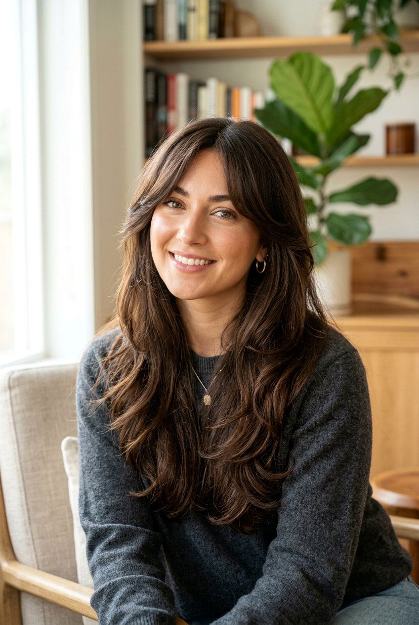 Long Thick Hair With Curtain Bangs For Oval Face - 20 long thick hair with curtain bangs - 20 long thick hair with curtain bangs