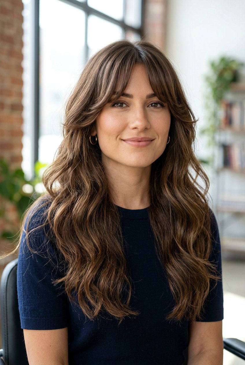 Long Thick Hair With Curtain Bangs For Square Face - 20 long thick hair with curtain bangs - 20 long thick hair with curtain bangs