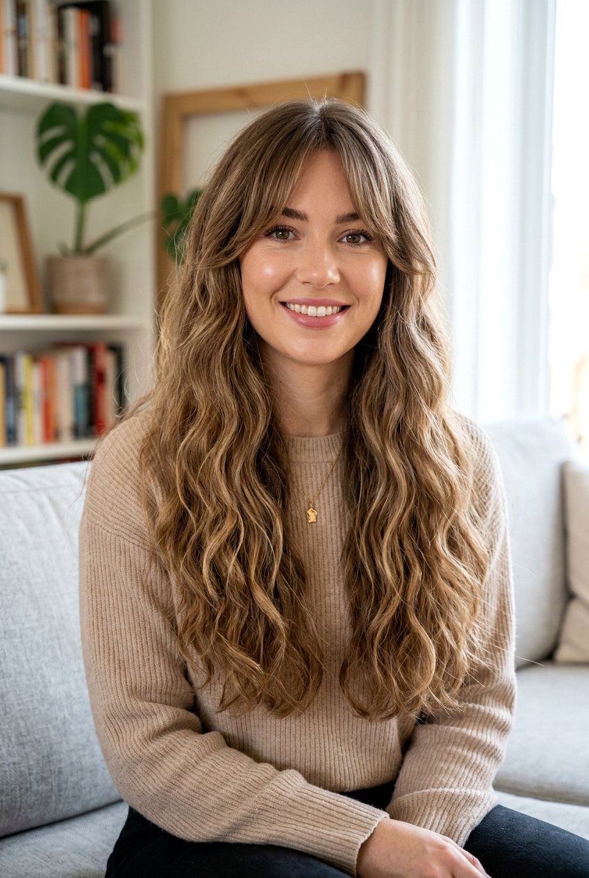Long Thick Hair With Face Framing Curtain Bangs - 20 long thick hair with curtain bangs - 20 long thick hair with curtain bangs