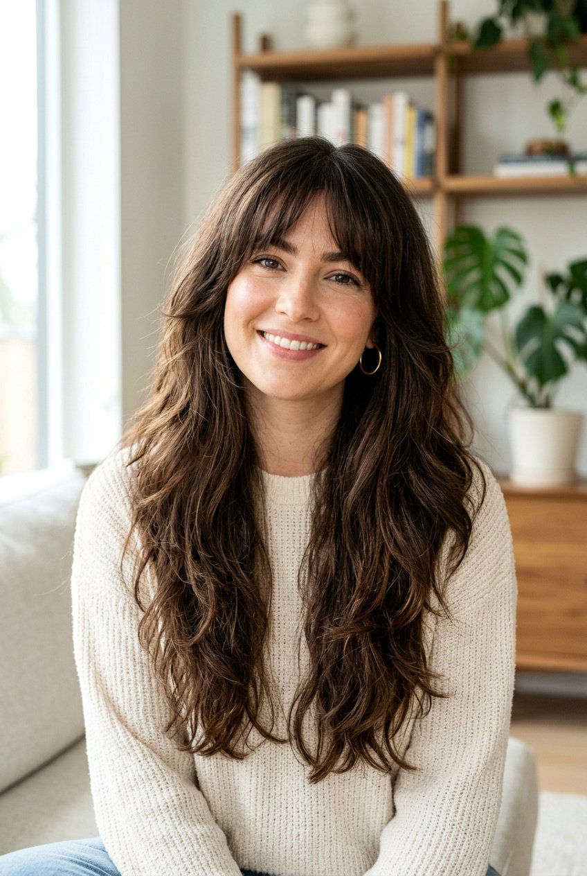 Long Thick Hair With Layered Bangs - 20 best long haircut for thick hair - 20 best long haircut for thick hair