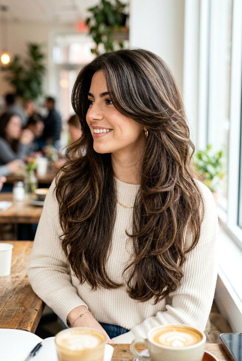 Long Thick Hair With Side Part Layers - 20 long haircut with side part - 20 long haircut with side part