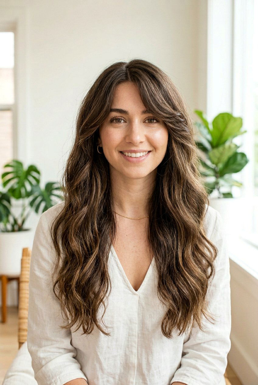 Long Thick Hair With Side Swept Curtain Bangs - 20 long thick hair with curtain bangs - 20 long thick hair with curtain bangs