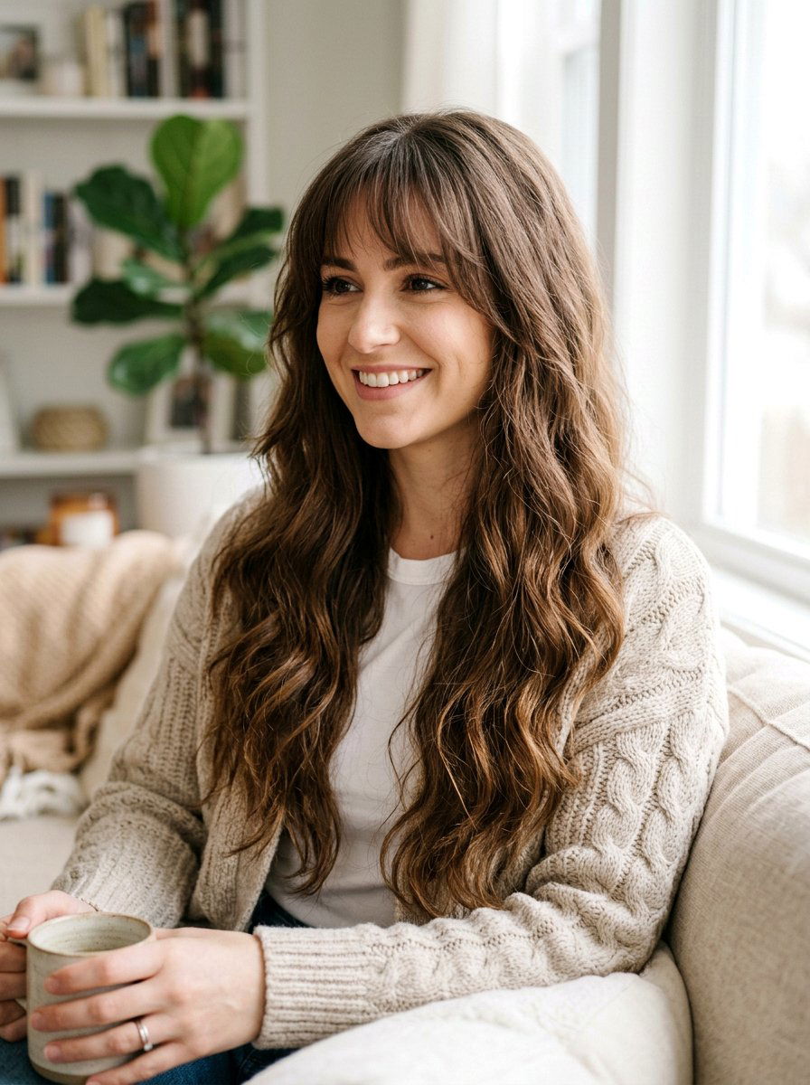 Long Thick Hair With Soft Bangs - 20 cute long haircut ideas with bangs - 20 cute long haircut ideas with bangs