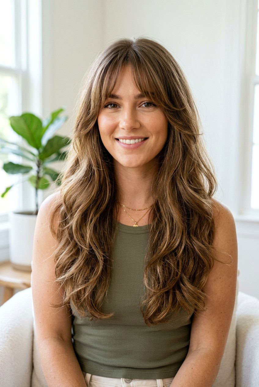 Long Thick Hair With Wispy Curtain Bangs - 20 long thick hair with curtain bangs - 20 long thick hair with curtain bangs