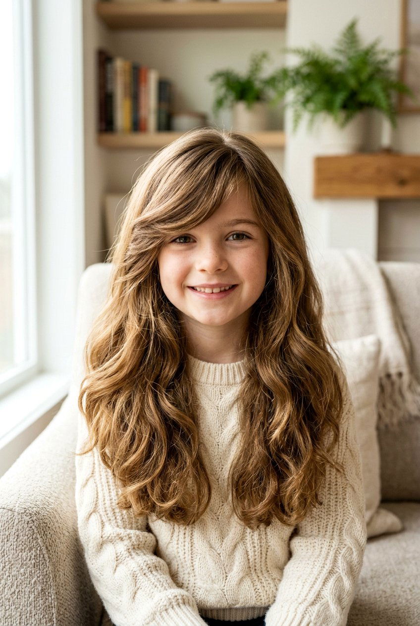 Long Thick Haircut With Side Swept Bangs - 20 little girls haircut ideas with bangs - 20 little girls haircut ideas with bangs