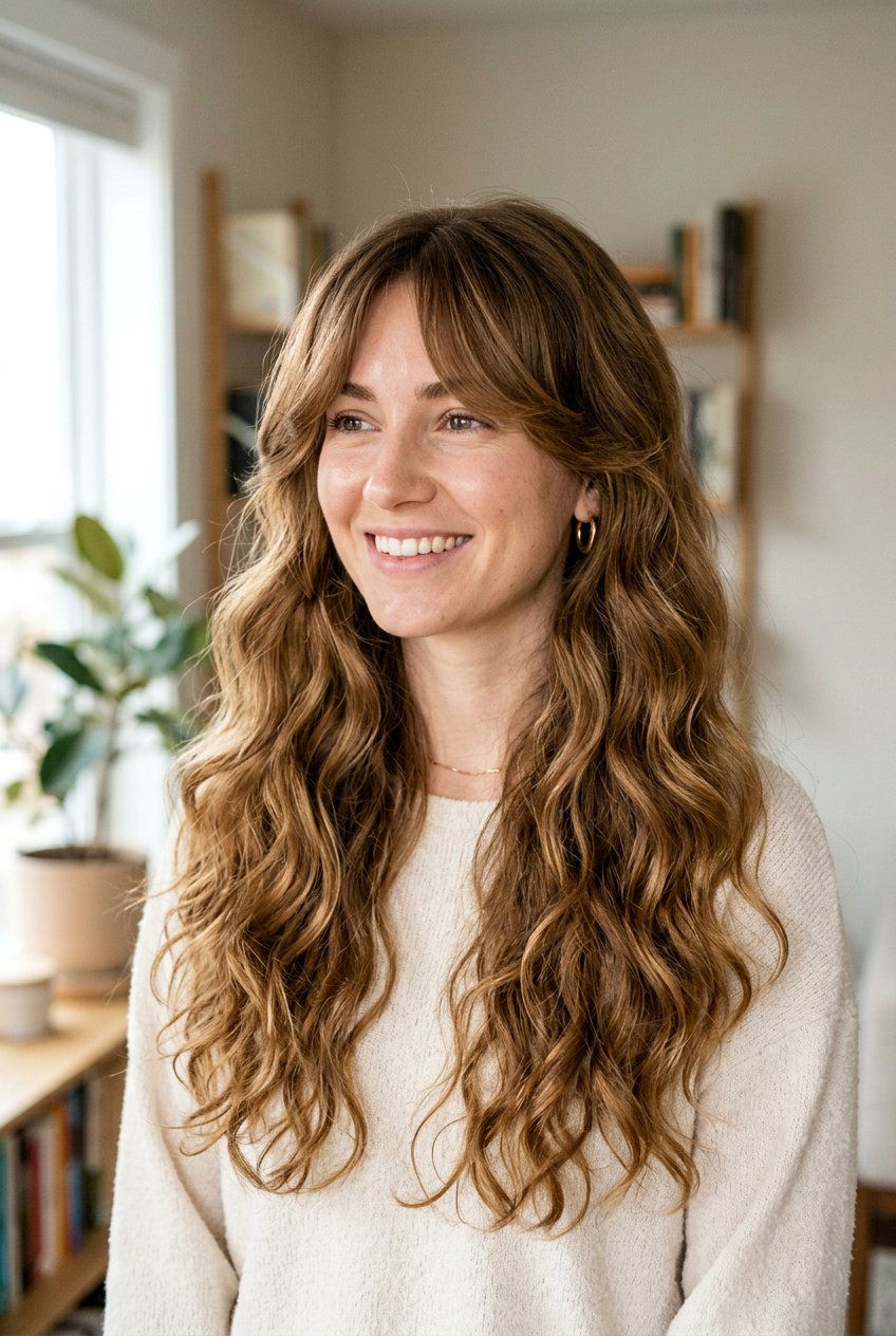 Long Thick Wavy Hair With Curtain Bangs - 20 long thick hair with curtain bangs - 20 long thick hair with curtain bangs