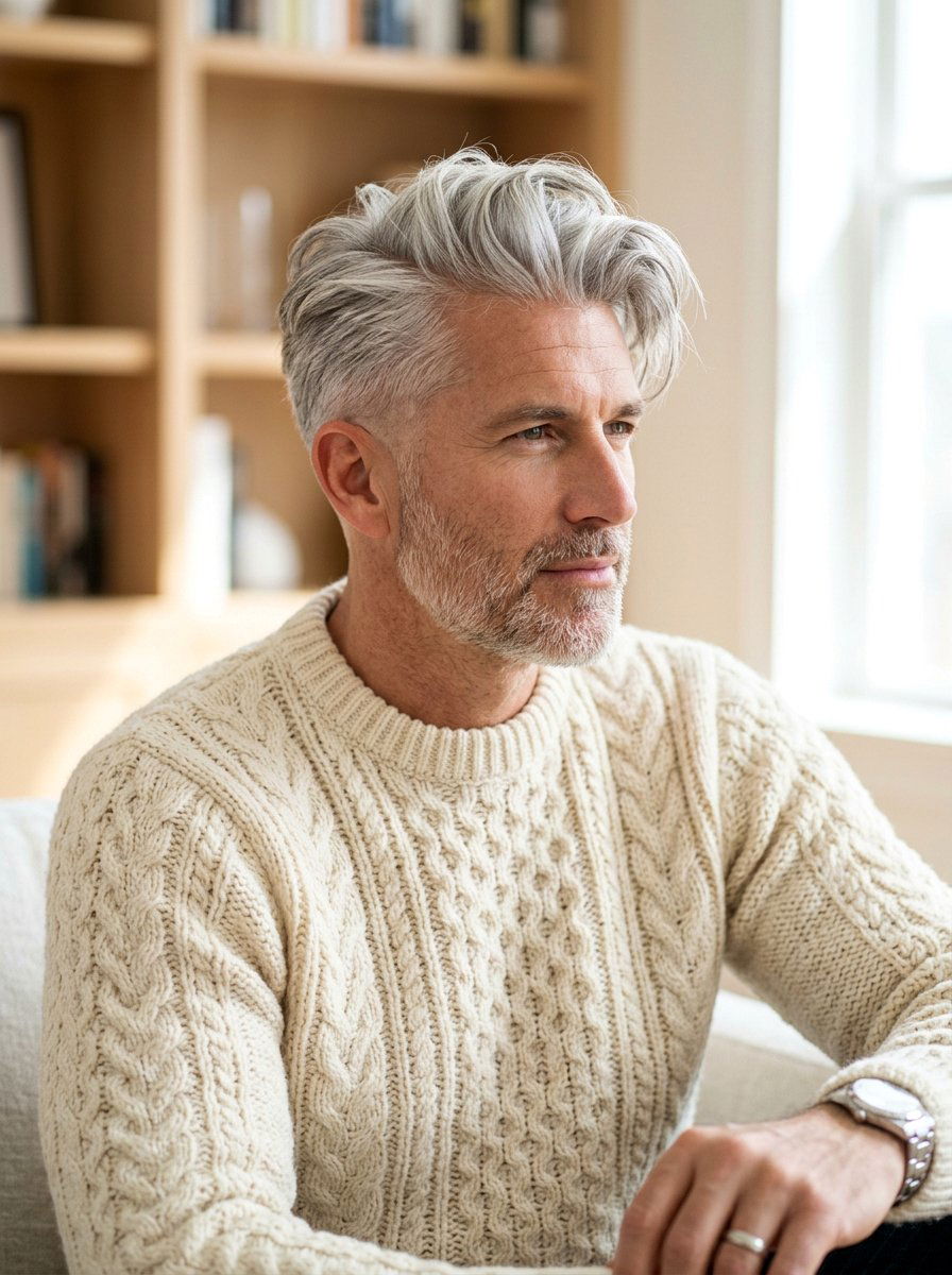 Long Top Taper Silver Hair - 20 salt and pepper taper haircut men - 20 salt and pepper taper haircut men