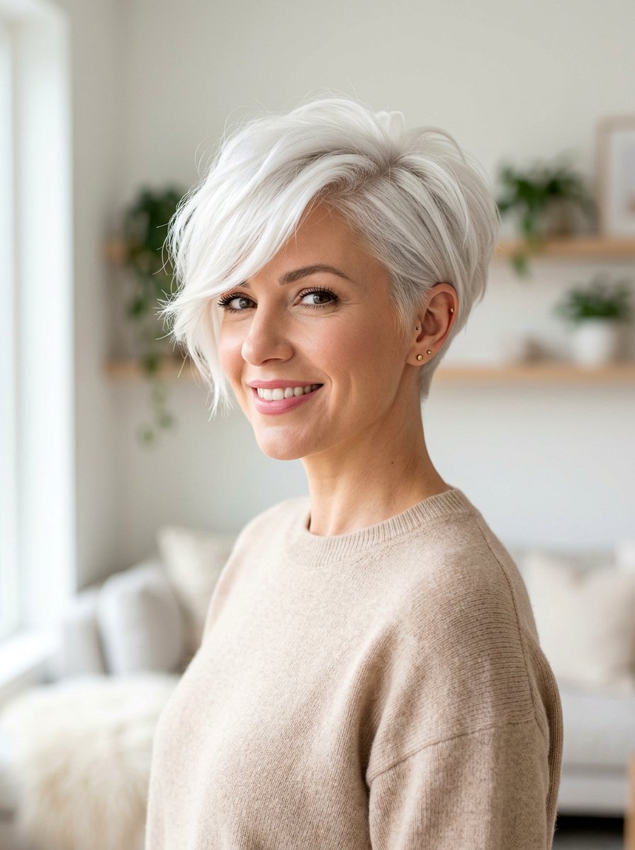 Long Top White Pixie Tapered Back - 20 white pixie with tapered back - 20 white pixie with tapered back