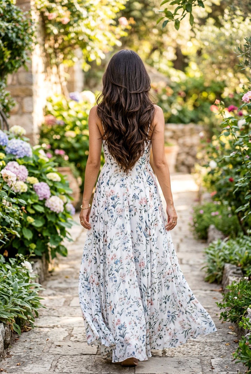 Long V Cut Layers with Flow - 20 long layers for round face women - 20 long layers for round face women