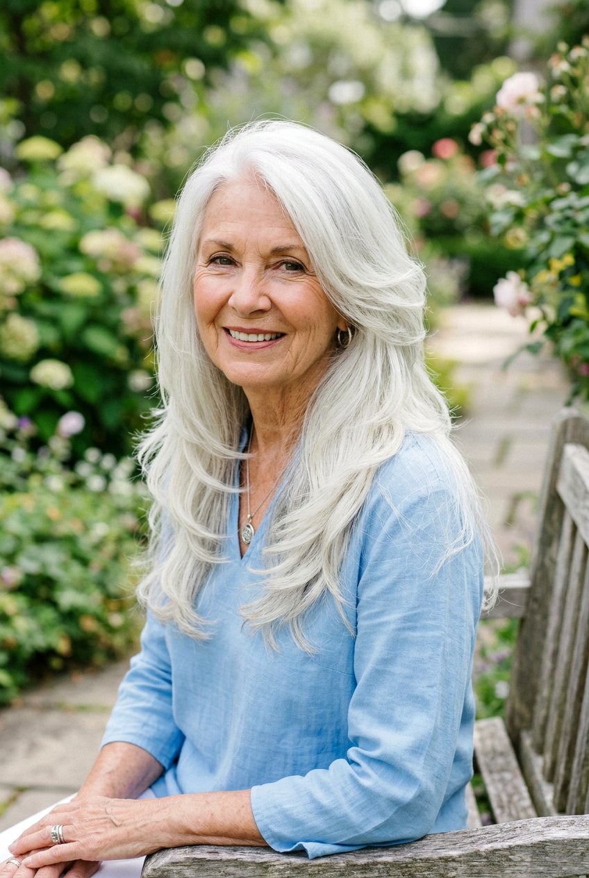 Long Waterfall Layered Haircut for Women Over 70 - 20 long haircut for women over 70 - 20 long haircut for women over 70